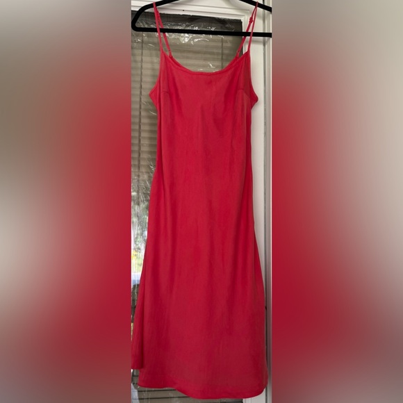Anthropology Pure + Good Fire Coral/Red Midi dress/Slip, Adjustable Straps, Med - Picture 1 of 9